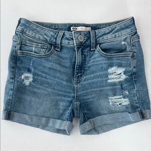 SO Women's Distressed Blue Jean Short Juniors Size 5/26W